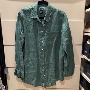 GAP Seafoam Green Linen Button-Down Shirt